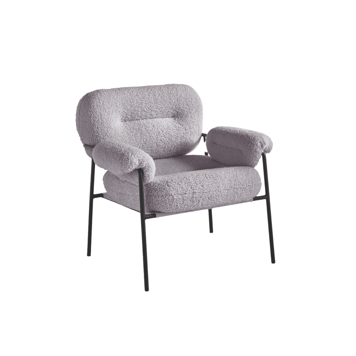 Poltrona moderna in tessuto bouclè "Mira" con struttura in metallo nero cm 80x79 75h - MondoViro