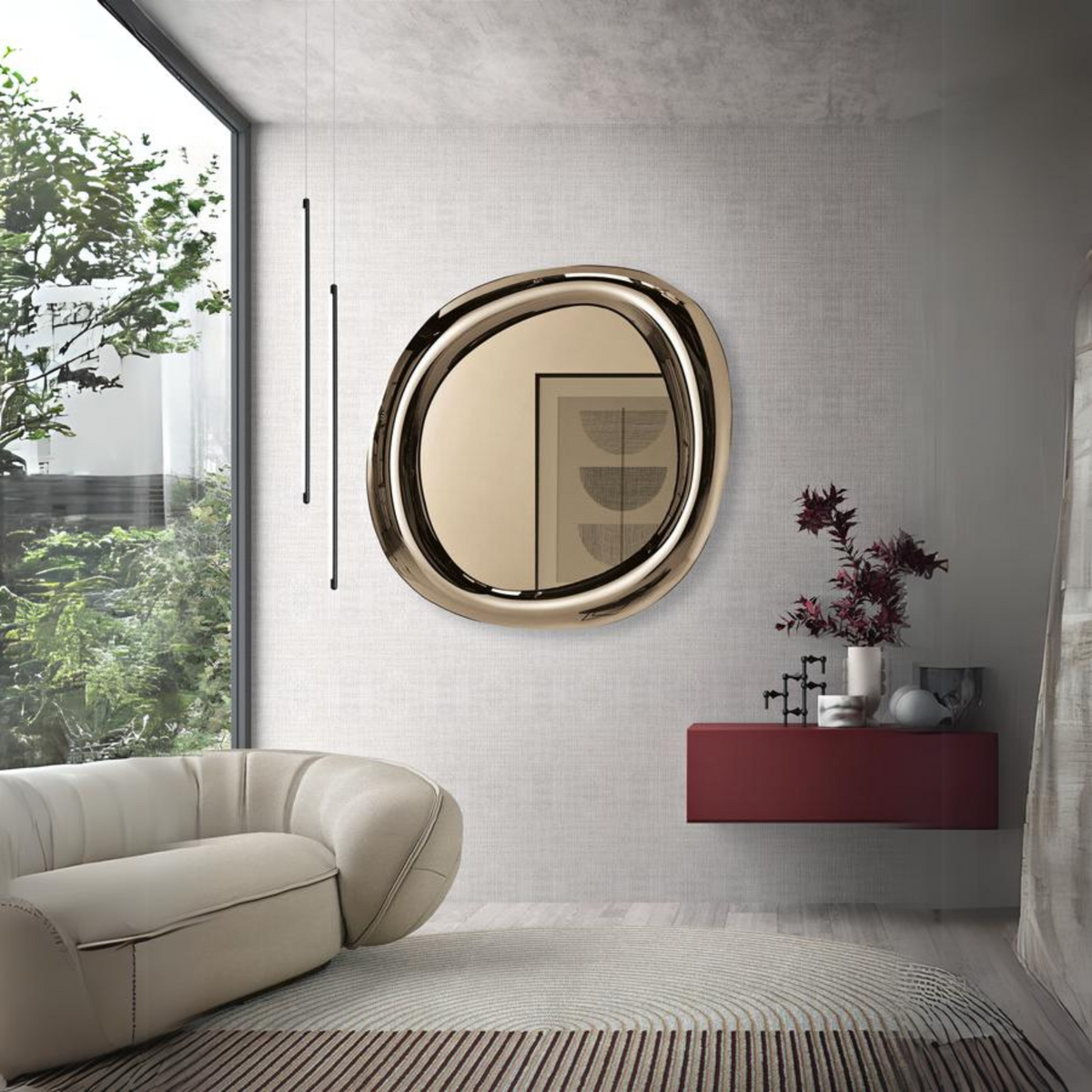 Specchio moderno da parete "Carry" con cornice curva da soggiorno