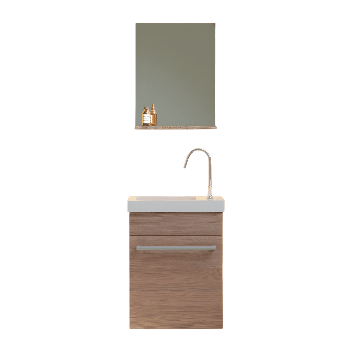 Mobile da bagno sospeso "Kalua" con lavabo in ceramica integrato e specchiera con mensola cm 42x23 105h - MondoViro