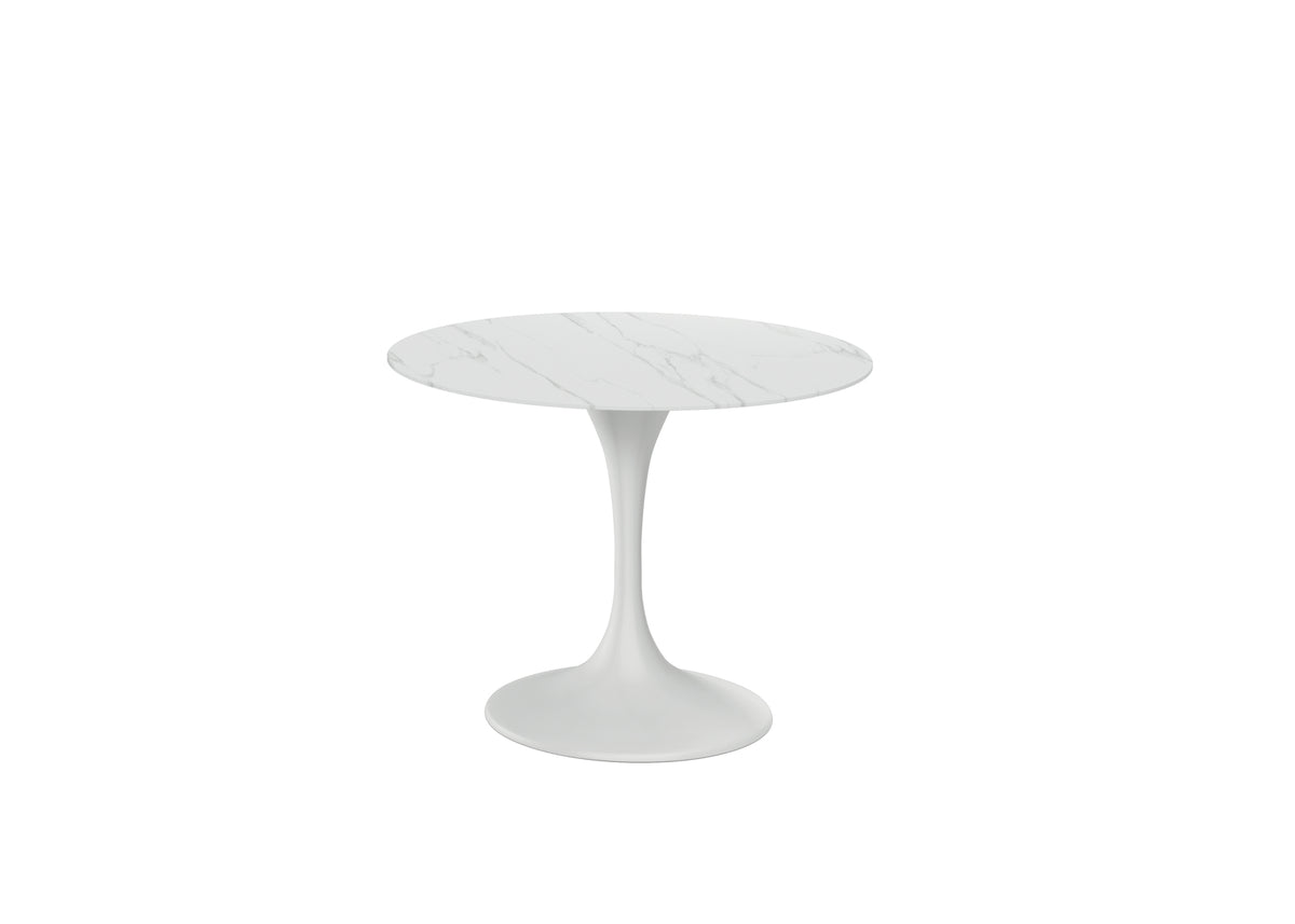 Tavolo rotondo fisso "Plus" in ceramica opaco con struttura in metallo