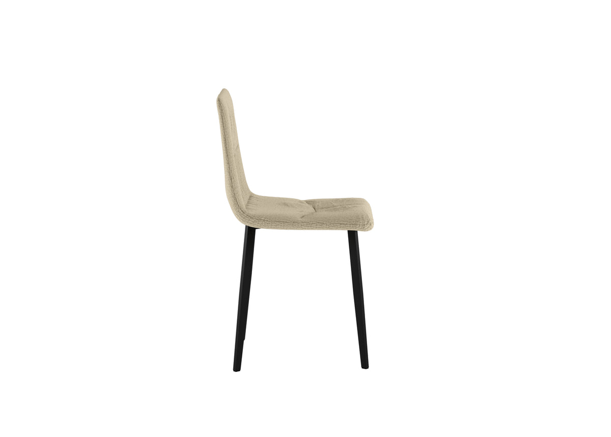 Set 4 sedie in tessuto easy-clean "Carlotta" con struttura in metallo verniciato nero