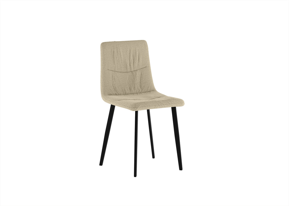 Set 4 sedie in tessuto easy-clean "Carlotta" con struttura in metallo verniciato nero