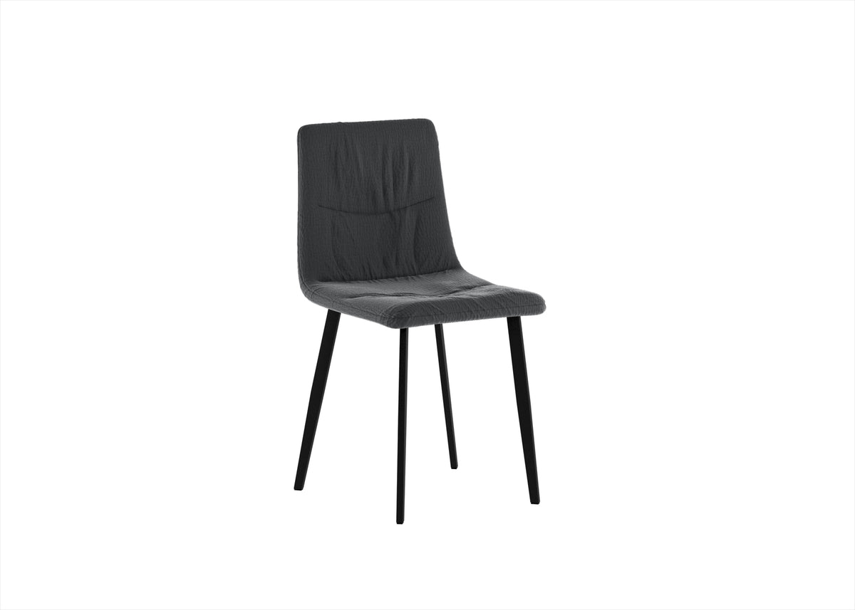 Set 4 sedie in tessuto easy-clean "Carlotta" con struttura in metallo verniciato nero