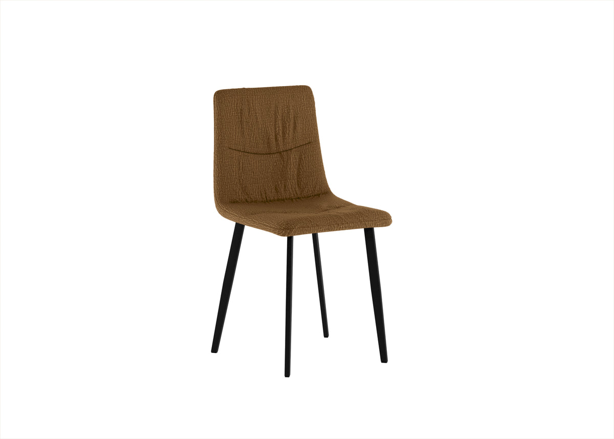 Set 4 sedie in tessuto easy-clean "Carlotta" con struttura in metallo verniciato nero