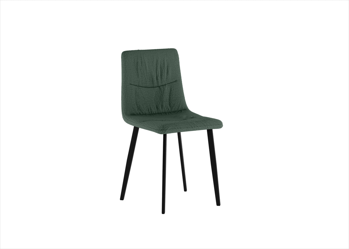 Set 4 sedie in tessuto easy-clean "Carlotta" con struttura in metallo verniciato nero