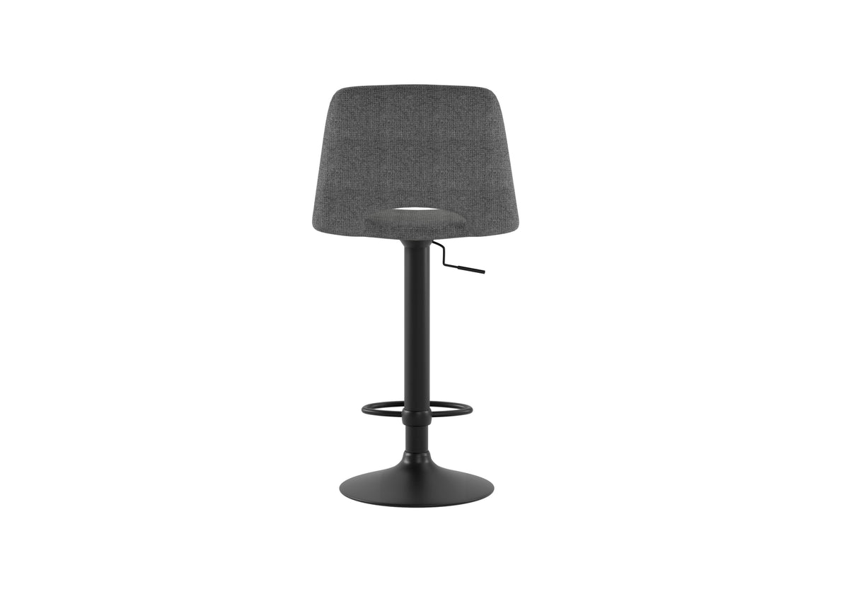 Set 2 sgabelli "Ross" in tessuto imbottito con alzata a gas e struttura in metallo verniciato nero