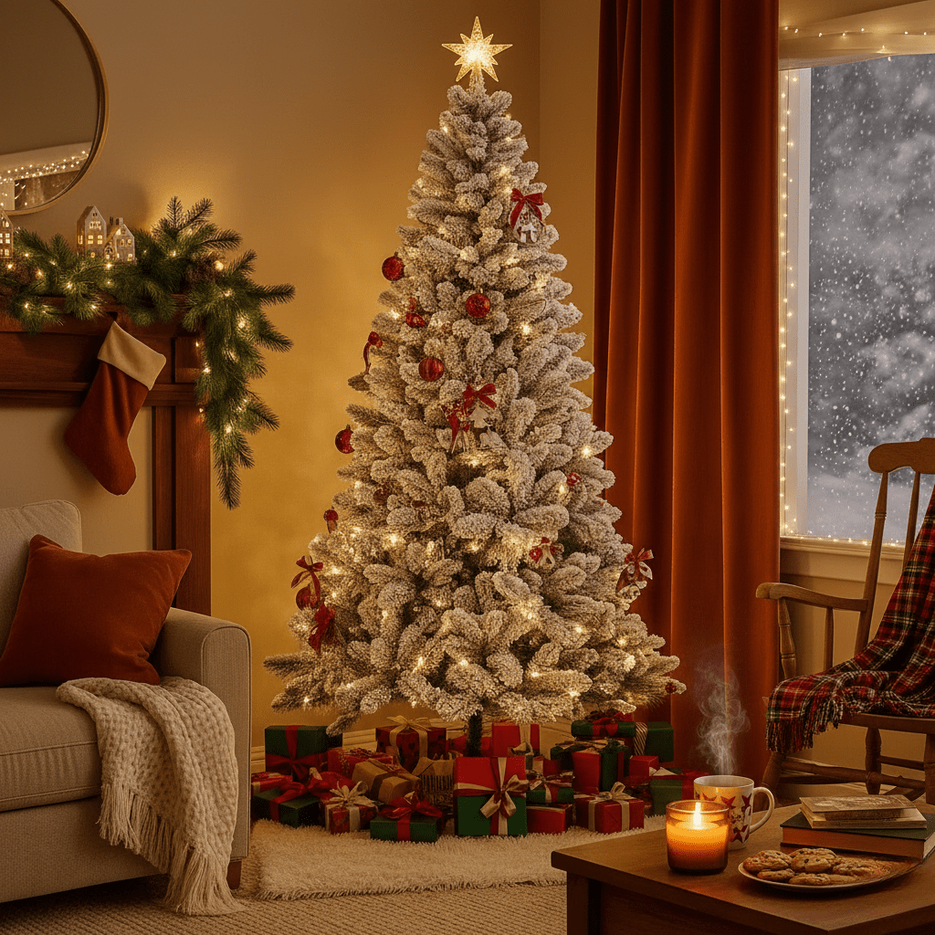 Albero di Natale innevato "Fiocco" in PVC di altissima qualità + Flock - MondoViro
