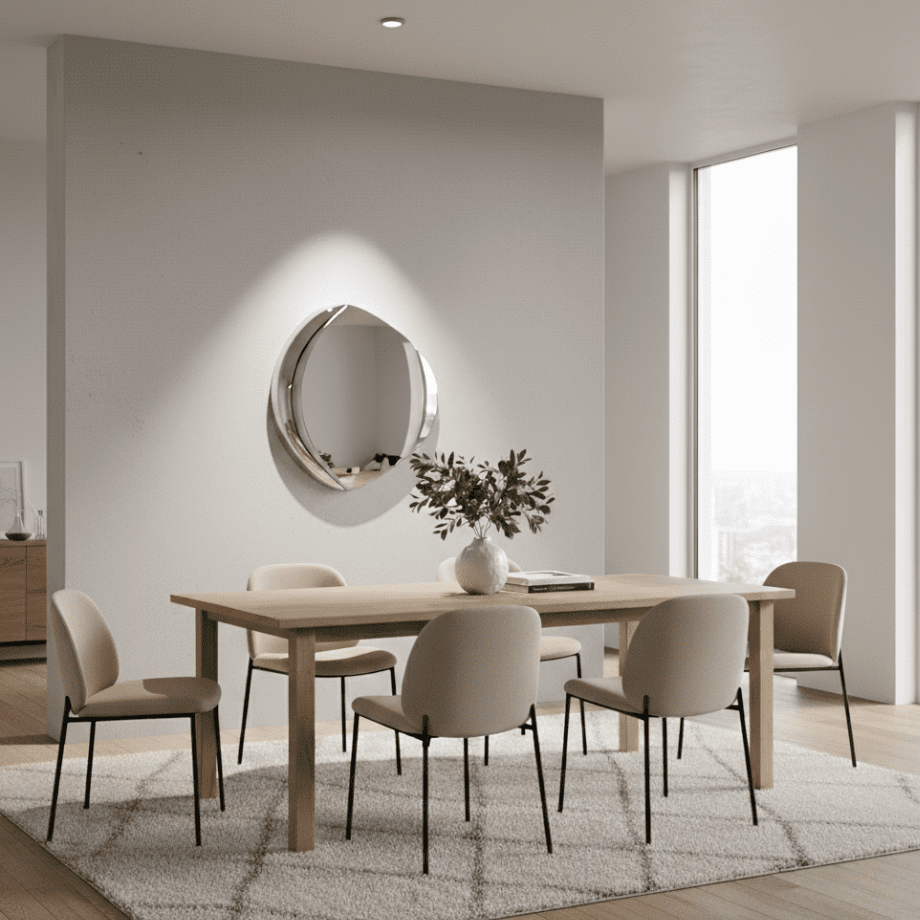 Specchio da parete sagomato "Silhouette" con semi cornice in vetro fuso - MondoViro