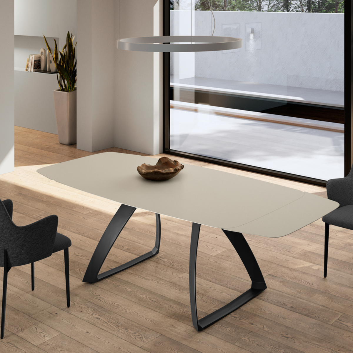 Tavolo allungabile in ceramica "Federica" 10 posti con  gambe in  alluminio