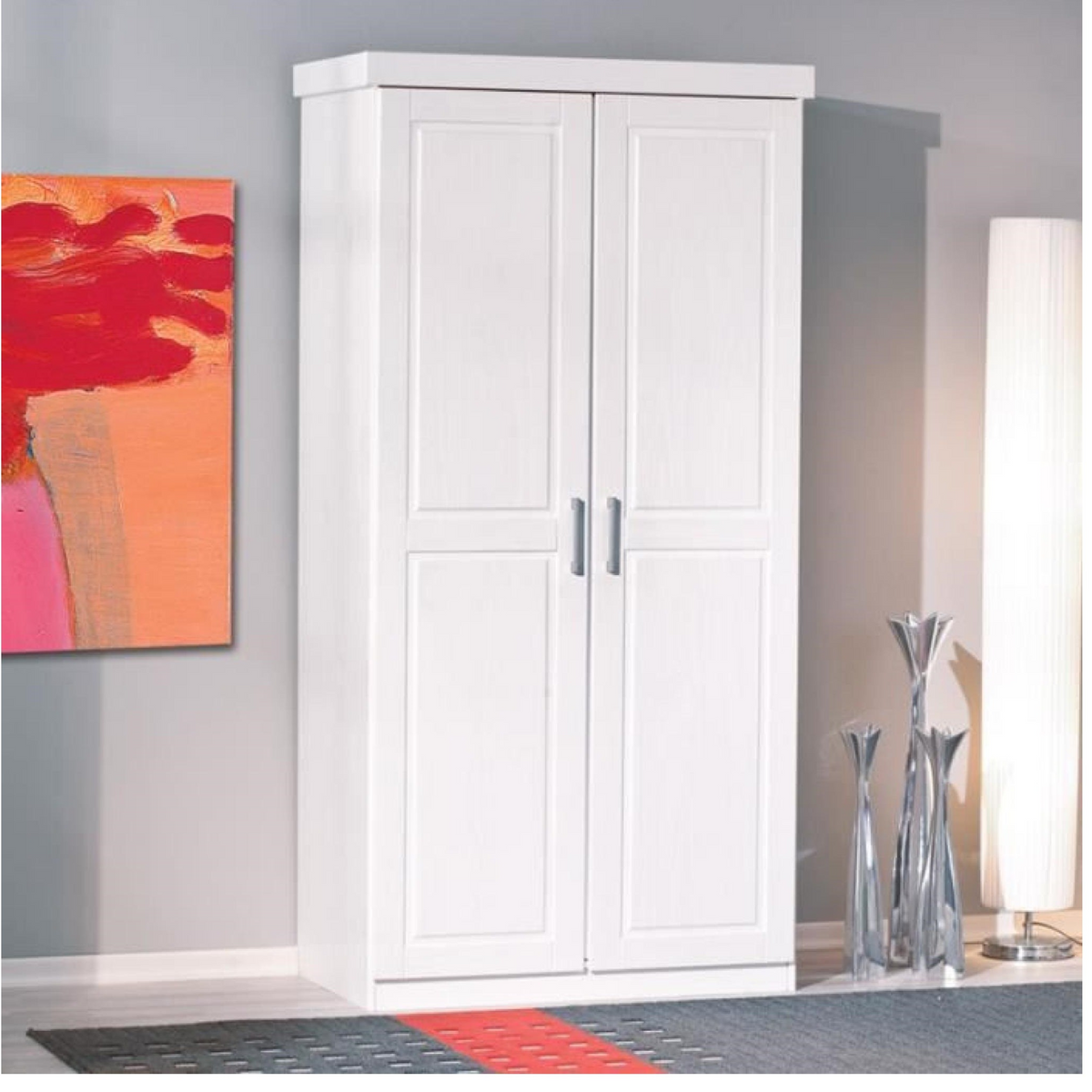 Armadio guardaroba in legno massello E100 a 2 ante cm 95x55 h190