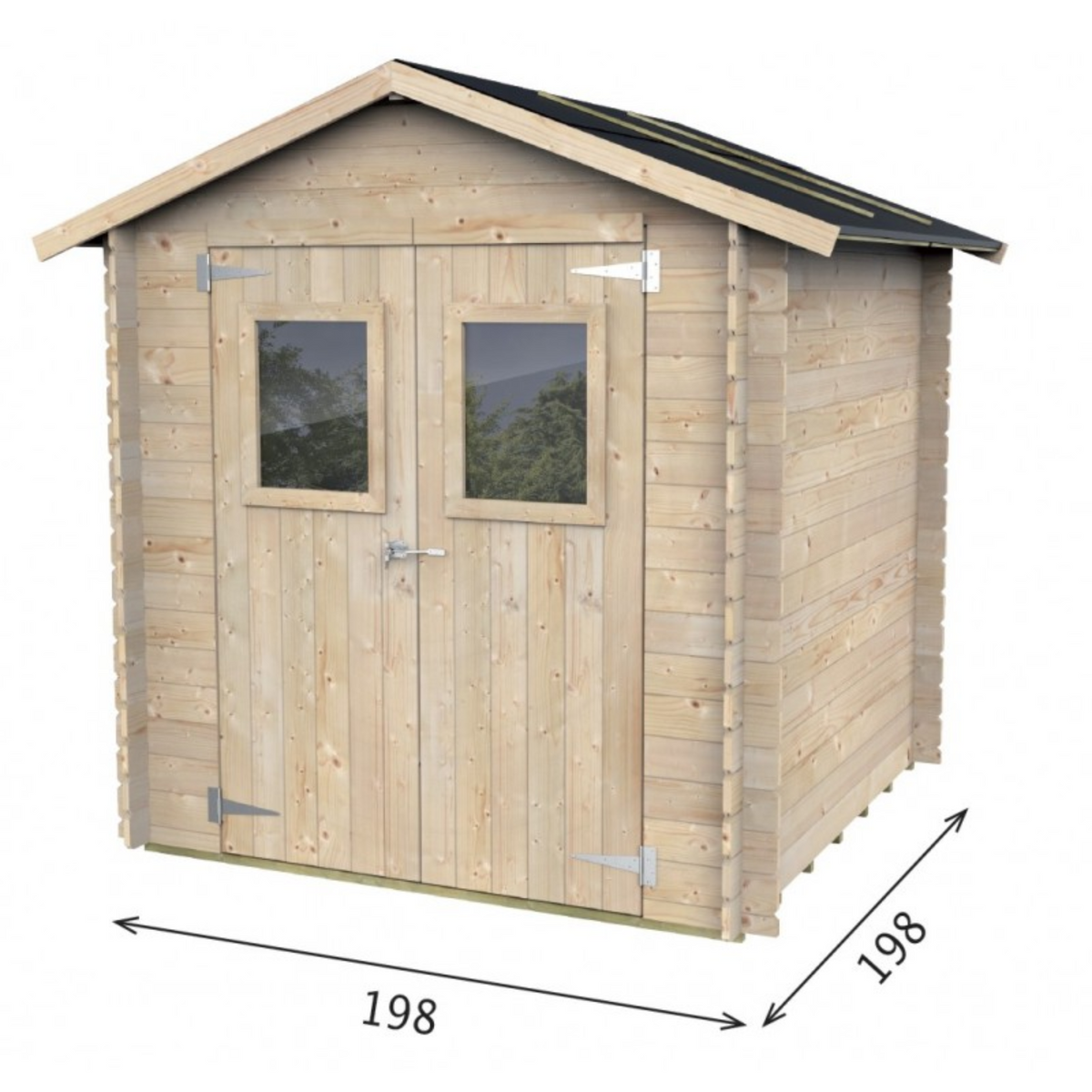 Casetta in legno da giardino doppia porta finestrata "Hobby" cm 200x200  200h