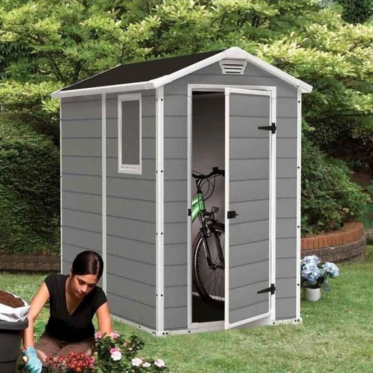 Casetta da giardino in resina "SunBlossom" con finestra laterale cm 130x192 198h