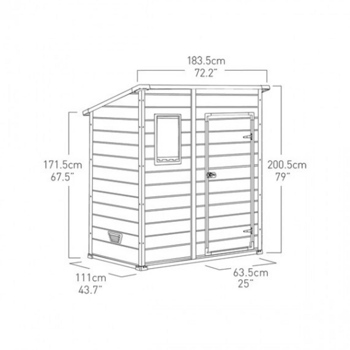 Casetta da giardino in resina "Pent" con finestra frontale cm 184x111 200h
