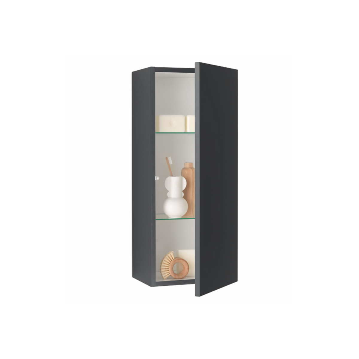 Mobile da bagno sospeso "Omar" 2 cassettoni e top con lavabo da appoggio e specchio LED