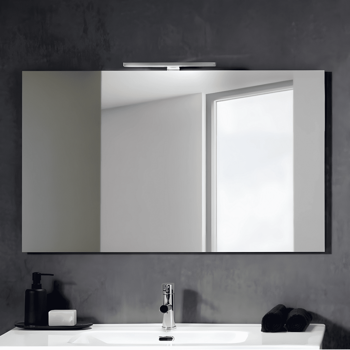 Mobile da bagno sospeso "Balto" 2 cassetti lavabo specchio Led - MondoViro