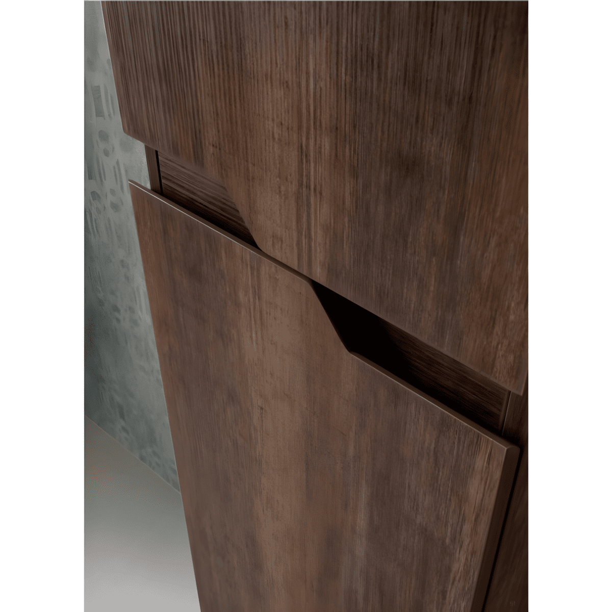 Mobile da bagno sospeso "Cuba" base 2 cassetti 80 cm con colonna specchio e lavabo TEK - MondoViro