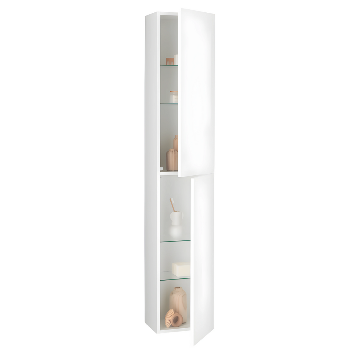 Mobile da bagno sospeso "Octavia" 2 cassetti 2 colonne lavabo da appoggio specchio Led