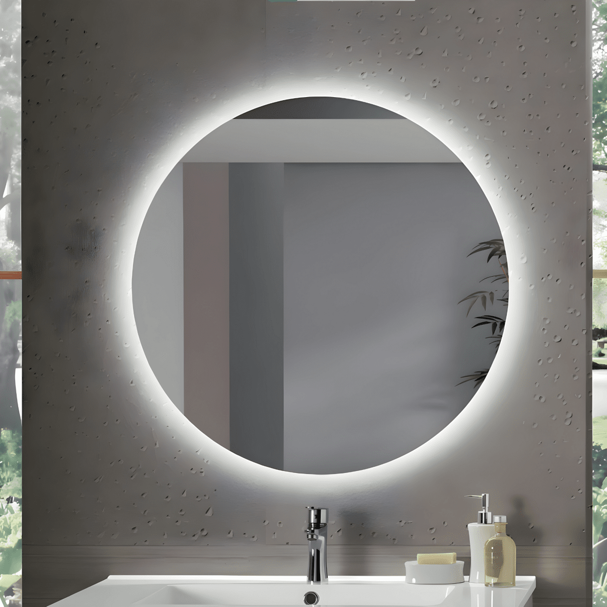 Mobile da bagno sospeso "Nemo" con 2 cassetti lavabo specchio Led e colonna sospesa - MondoViro