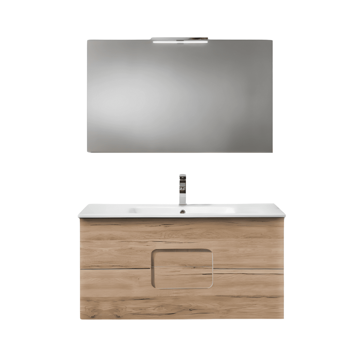 Mobile da bagno sospeso "Balto" 2 cassetti lavabo specchio Led - MondoViro