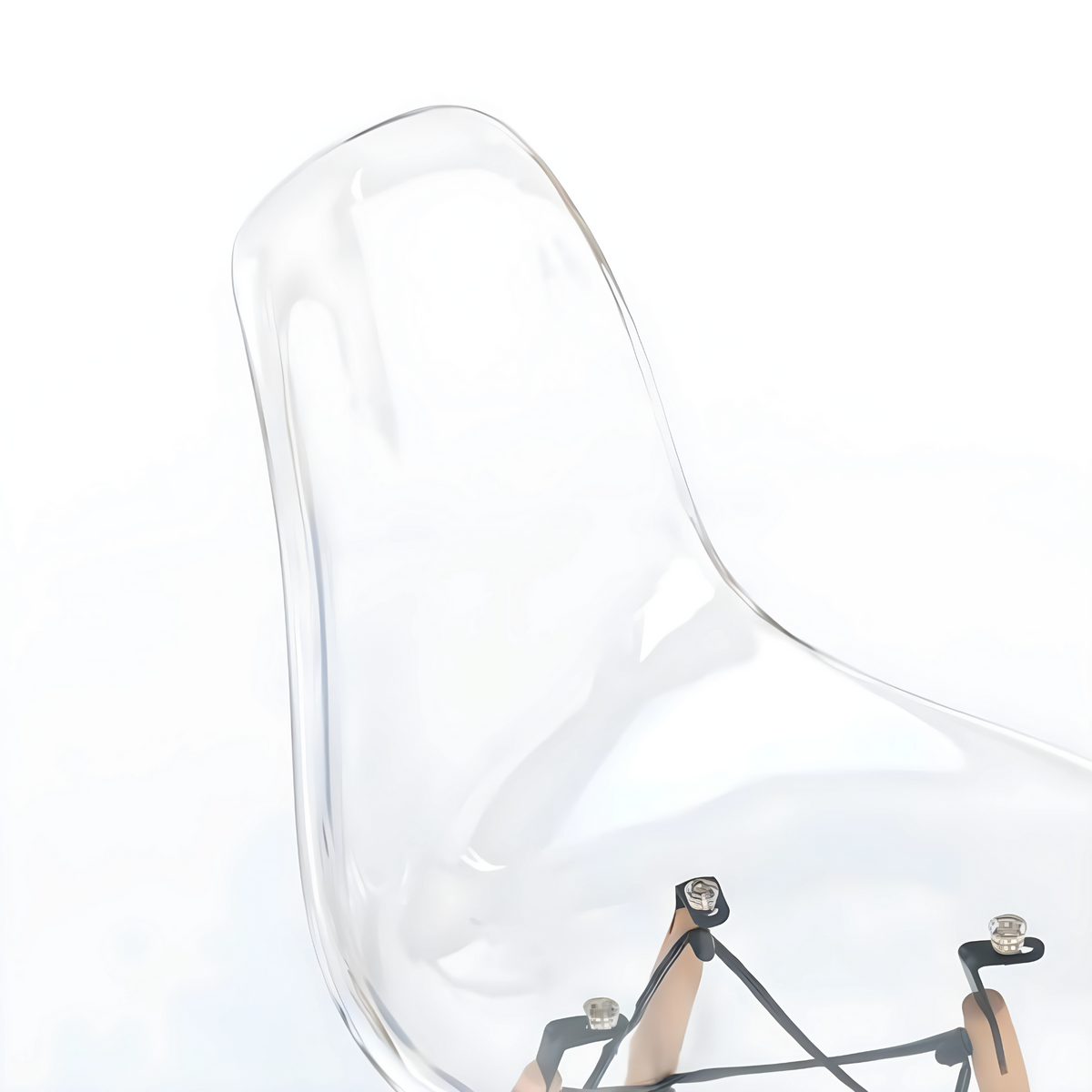 Set di sedie moderne trasparenti "Elysia" in policarbonato con gambe in legno