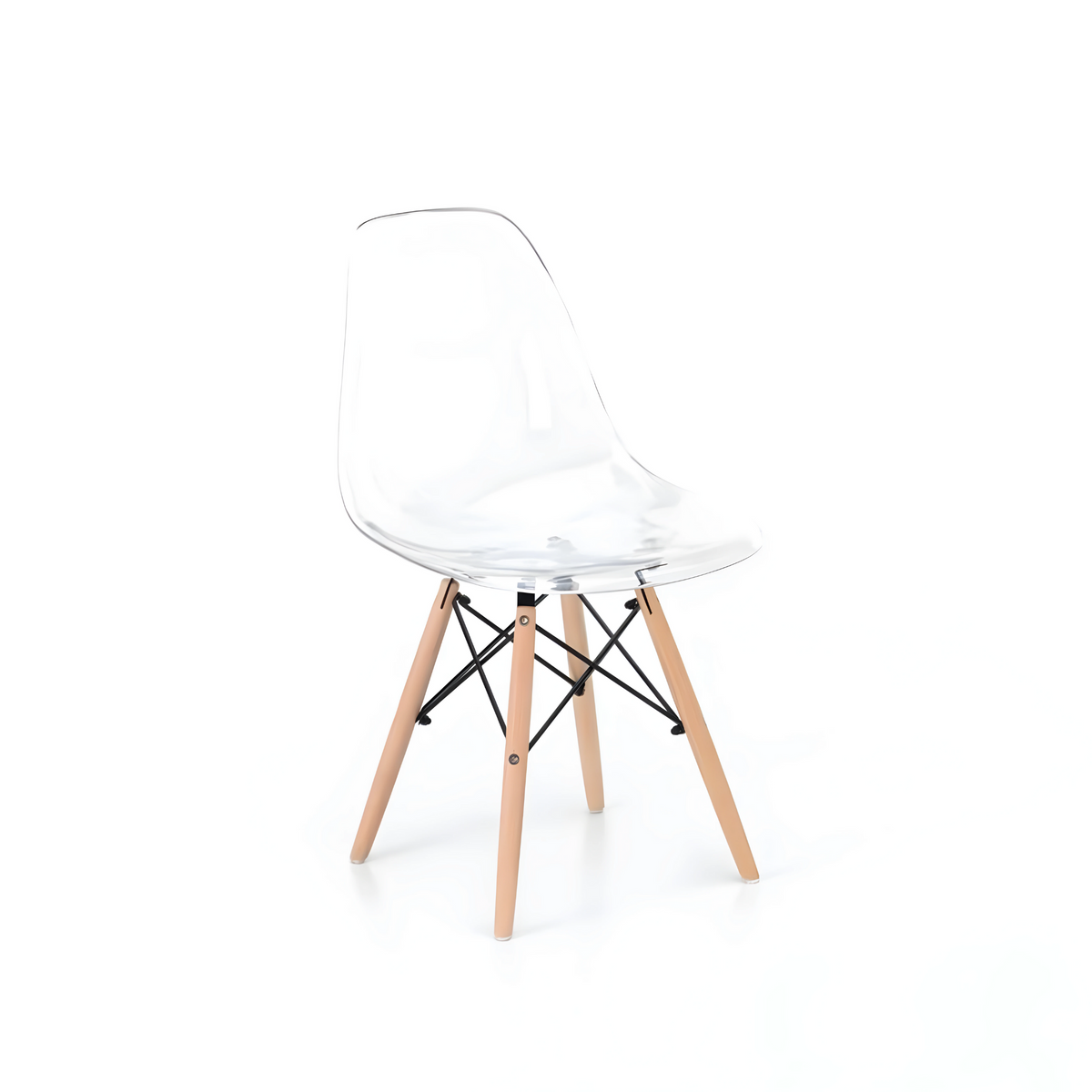 Set di sedie moderne trasparenti "Elysia" in policarbonato con gambe in legno