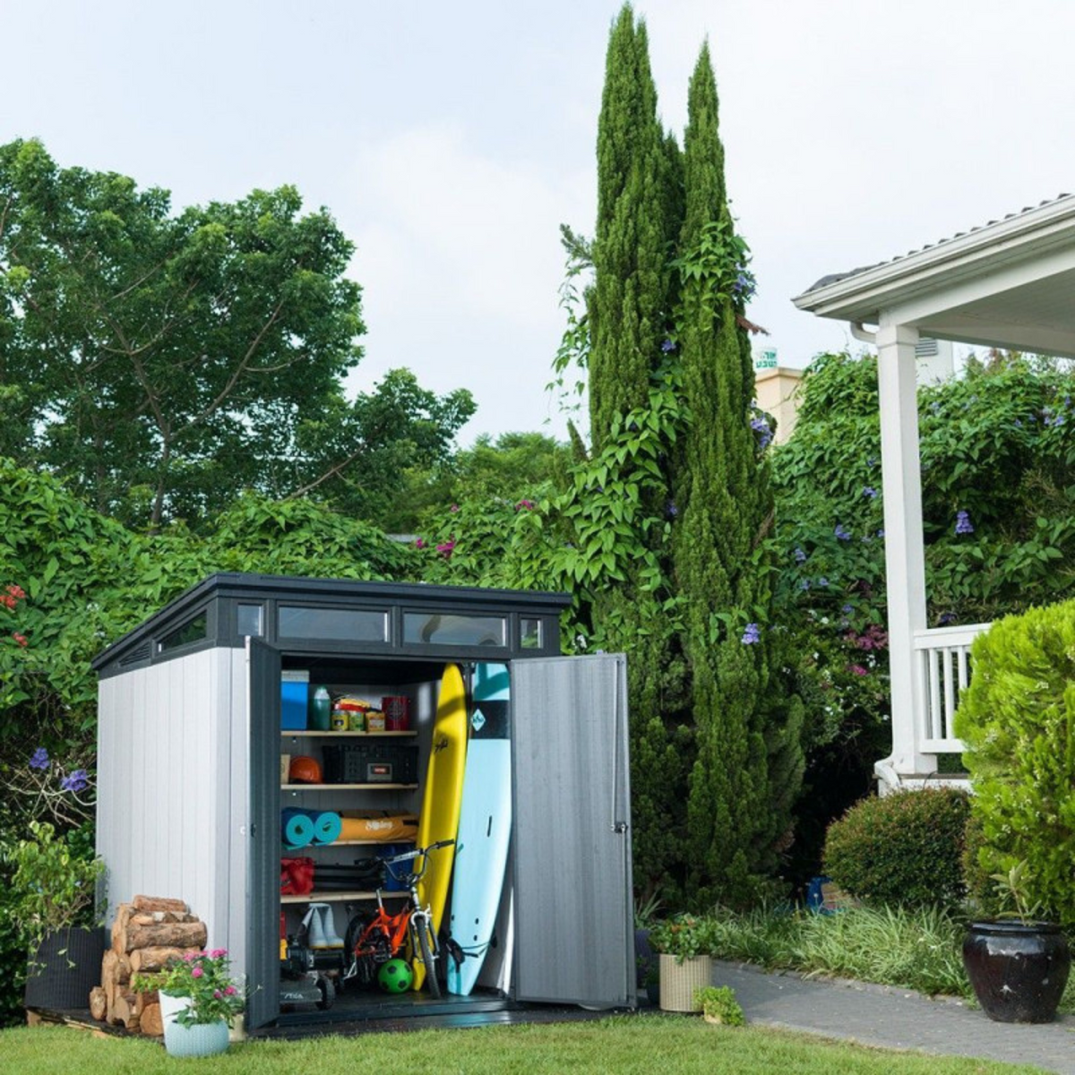 Casetta da giardino "PlantScape" 2 porte in plastica di alta qualità