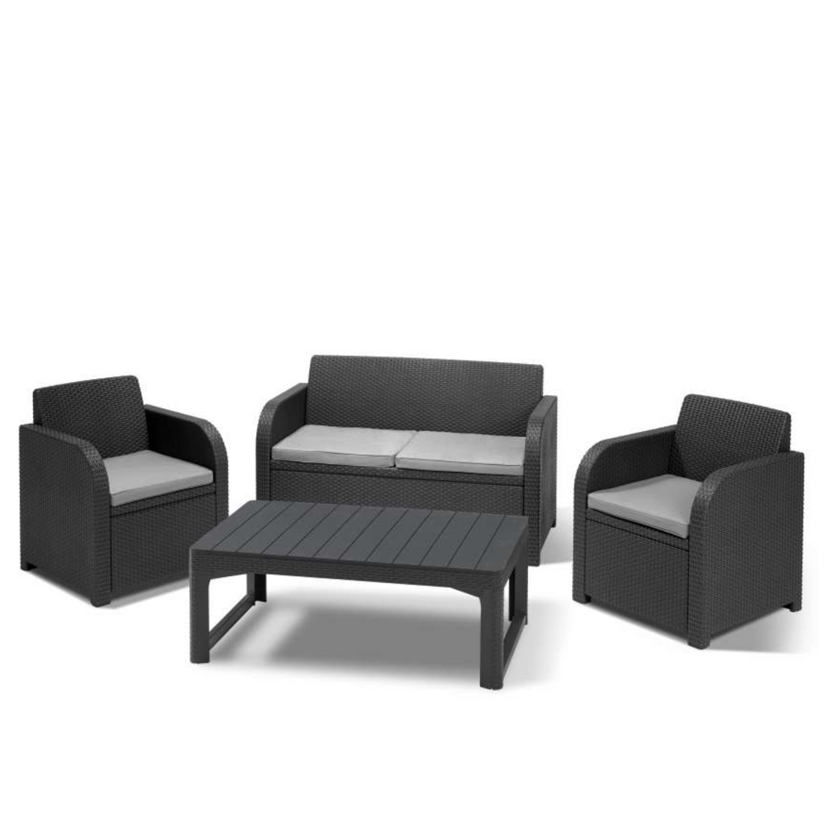 Set salottino in resina da giardino "Carolina" con tavolino allungabile
