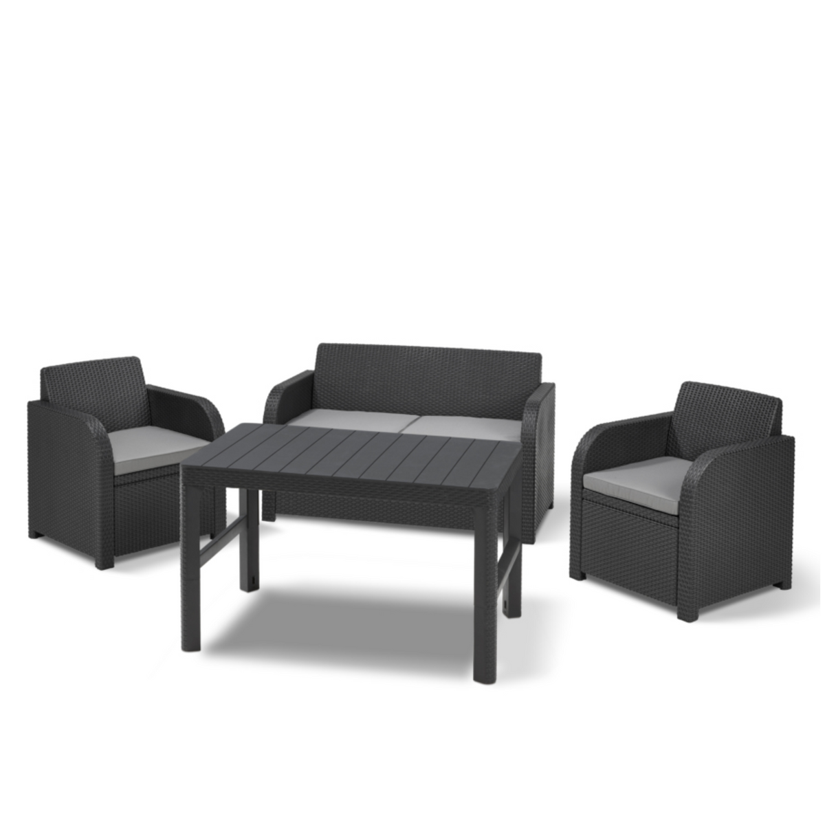 Set salottino in resina da giardino "Carolina" con tavolino allungabile