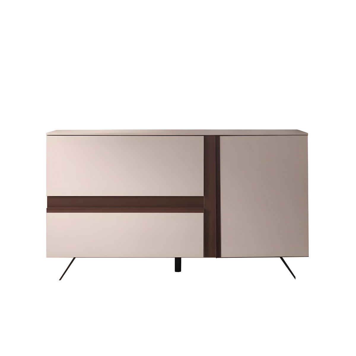 Madia moderna in legno "Abaco" 2 ante 1 cassetto con piedi in metallo verniciato