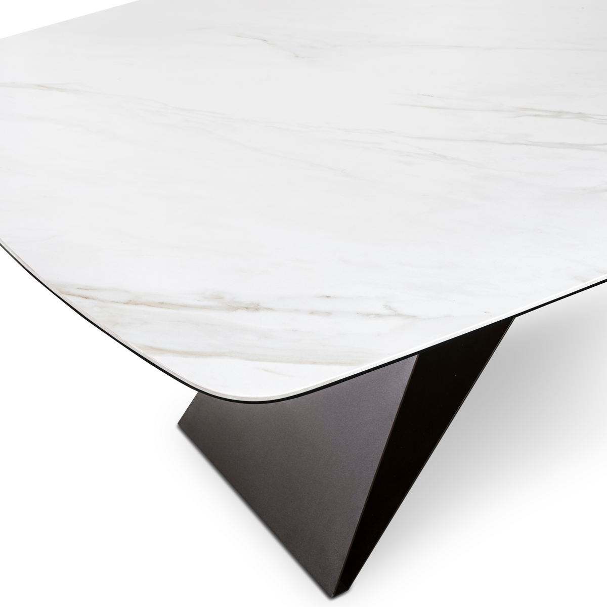 Tavolo moderno fisso "Loyra"in ceramica su vetro temperato effetto marmo cm 220x110 76h