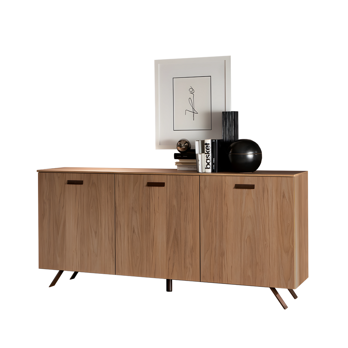 Madia moderna in legno di noce "Abaco" con 3 ante cm 180x47,5 85h