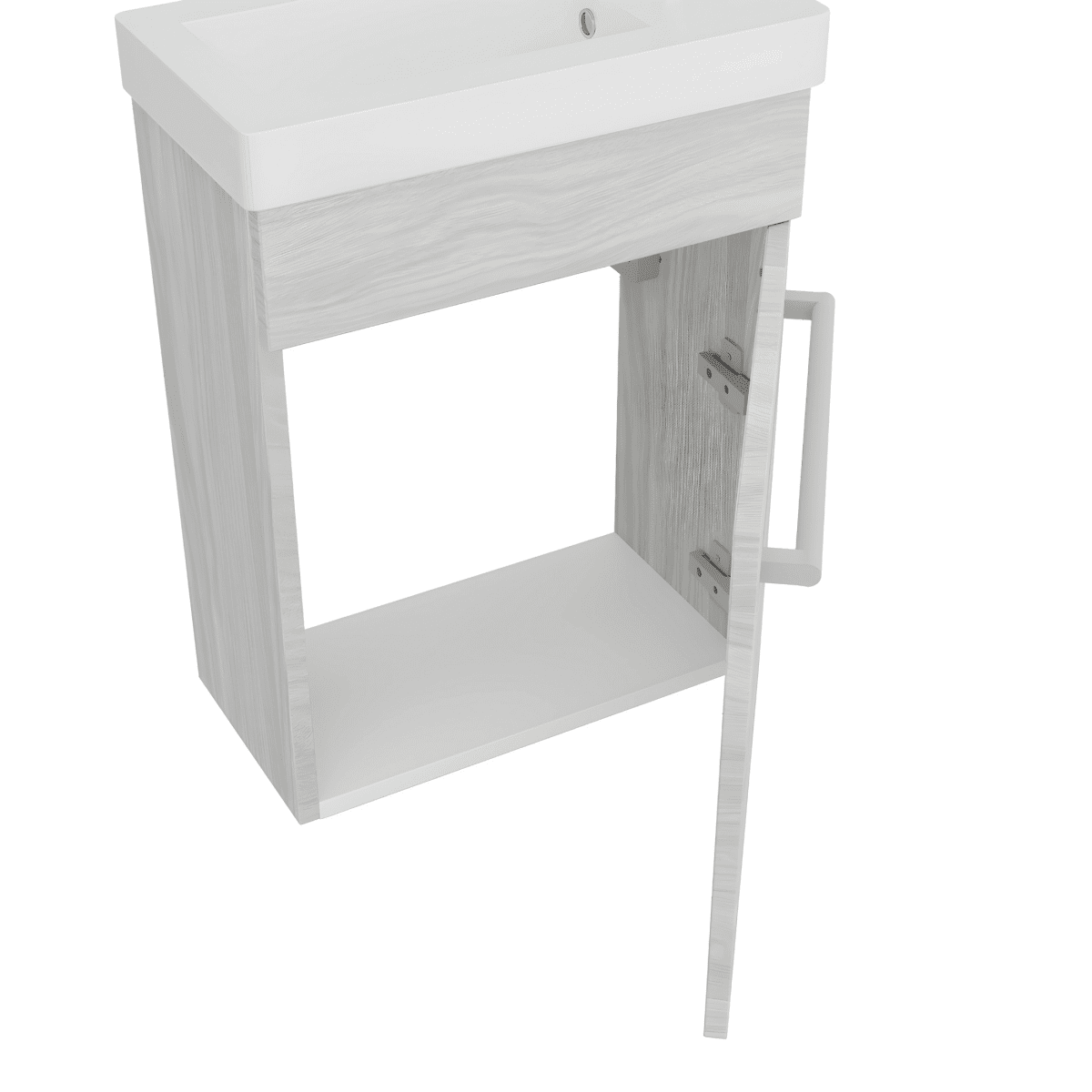 Mobile da bagno sospeso "Kalua" con lavabo in ceramica integrato e specchiera con mensola cm 42x23 105h - MondoViro