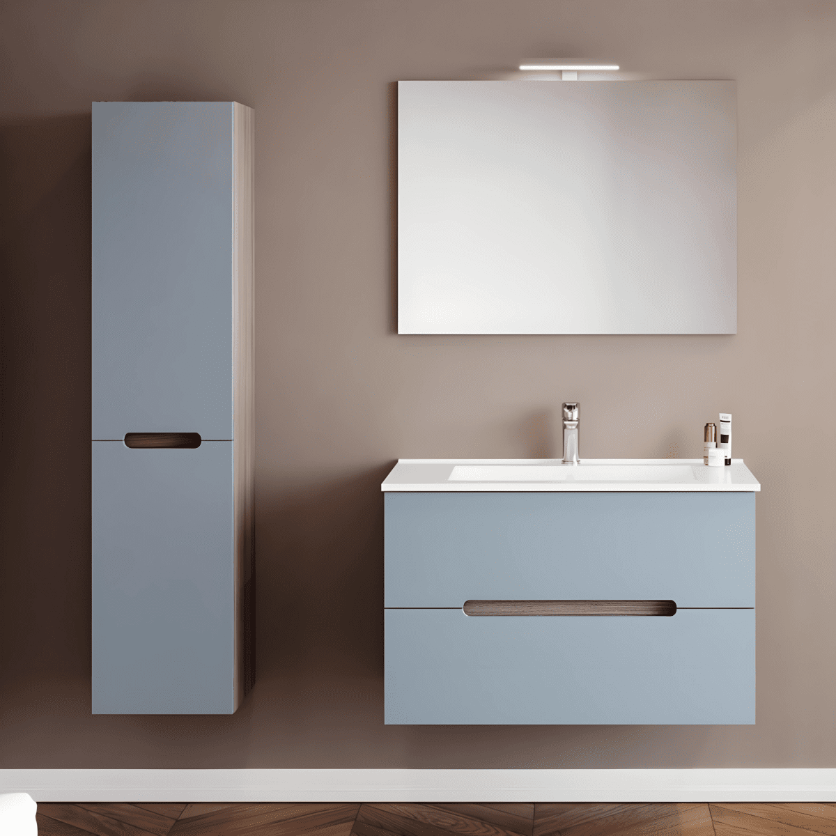 Colonna da bagno "Rhovan" con ripiani in vetro e due ante reversibili cm 34x36 140h - MondoViro