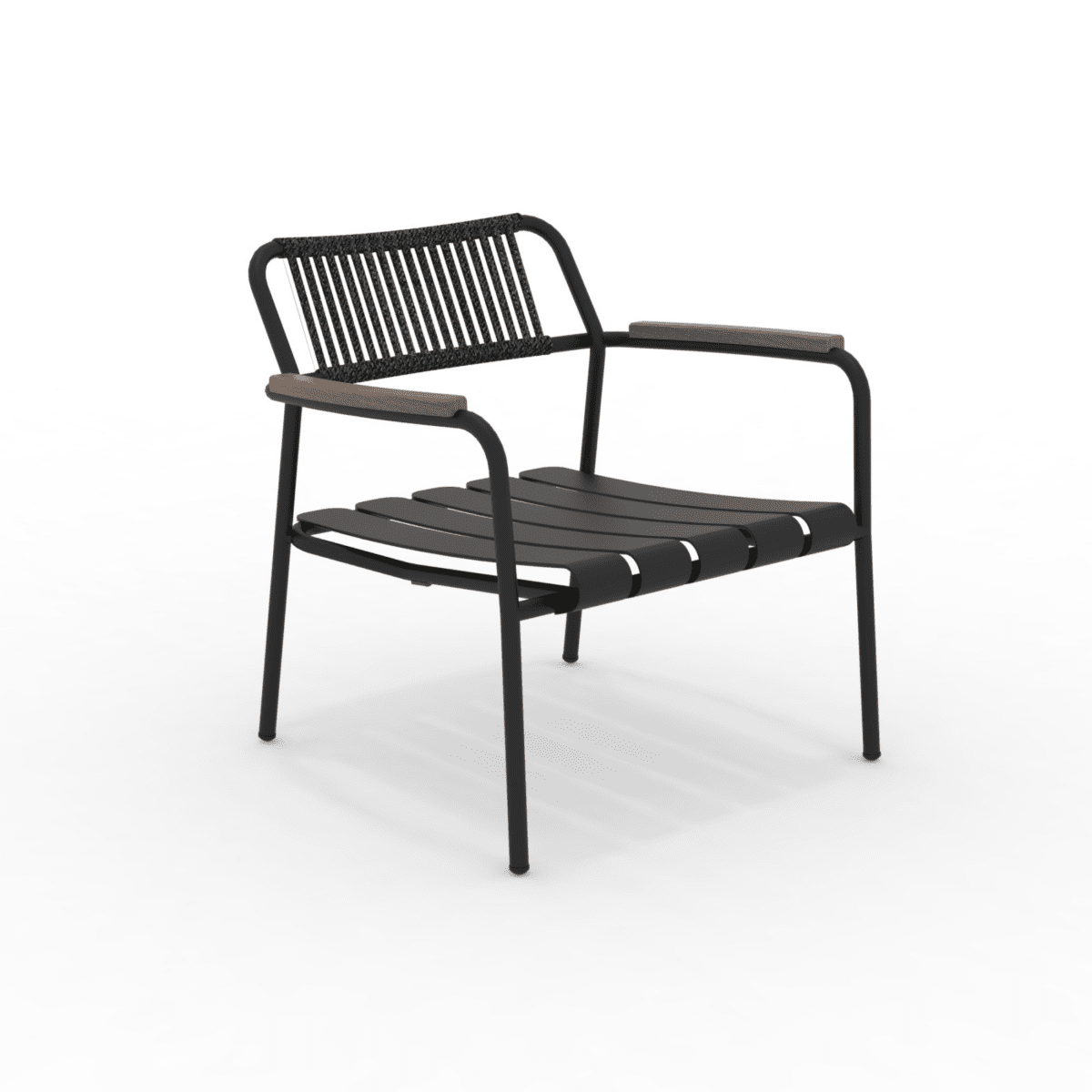 Poltrona bassa con schienale in corda "Verdea Rope" sedia lounge da giardino cm 74x70 74h - MondoViro
