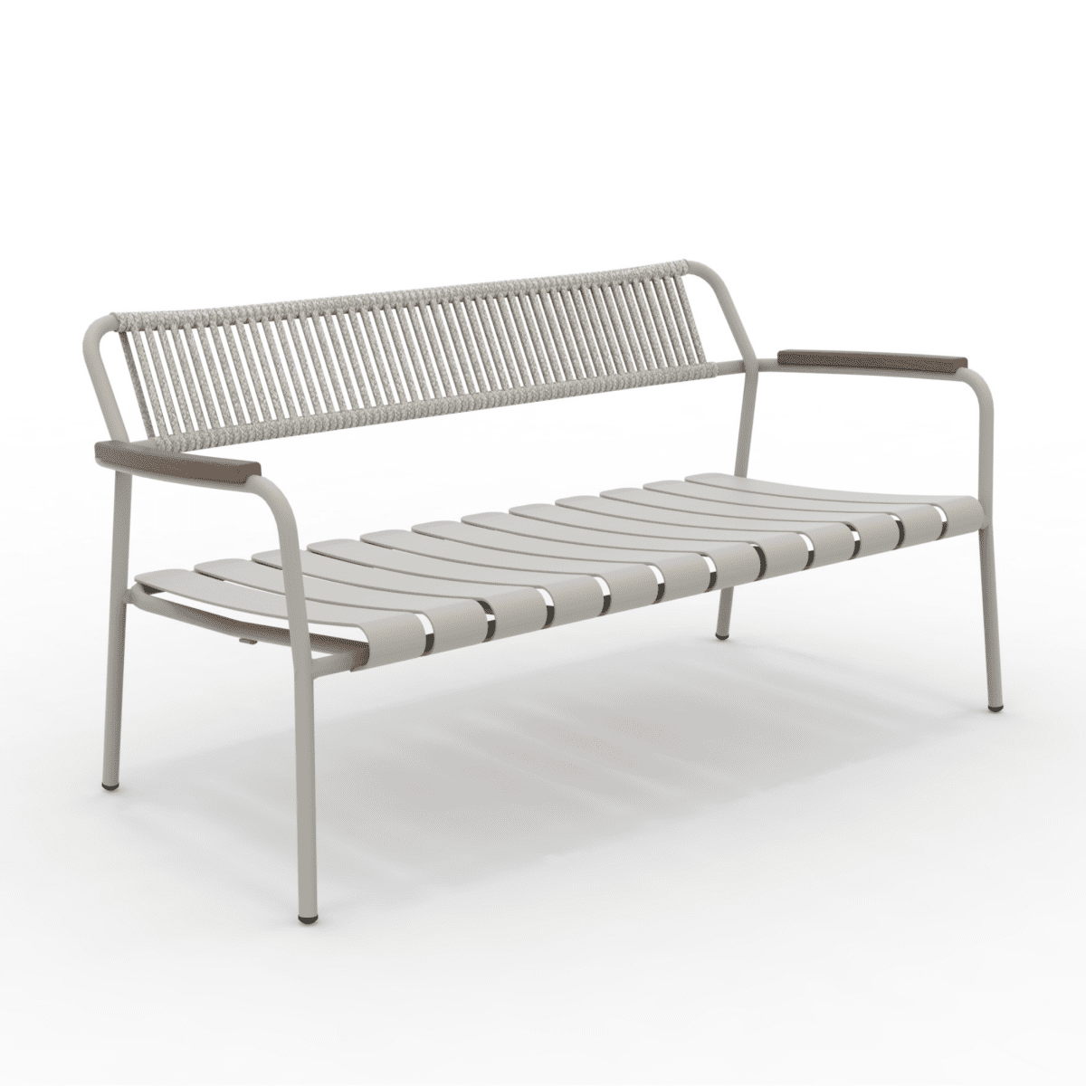 Panchina lounge con schienale in corda "Verdea Rope" divanetto da giardino cm 148x70 74h - MondoViro