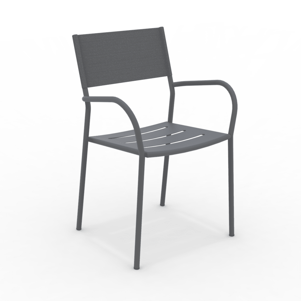 Set di sedie in metallo e schienale in telo "Vera" da giardino impilabili cm 56x50 86h - MondoViro