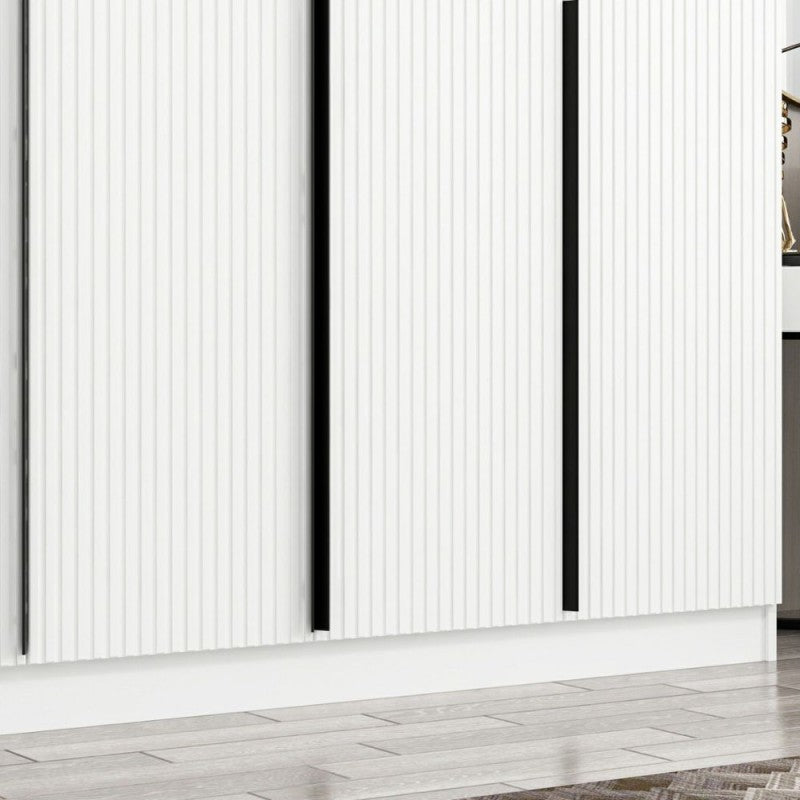 Armadio 6 ante "Kale" bianco effetto cannettato in legno cm 270x52 210h