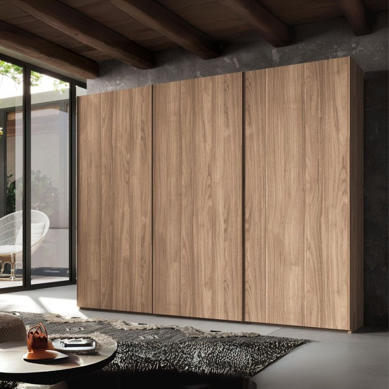 Armadio 3 ante scorrevoli "Step" in legno noce america cm 276x67 250h