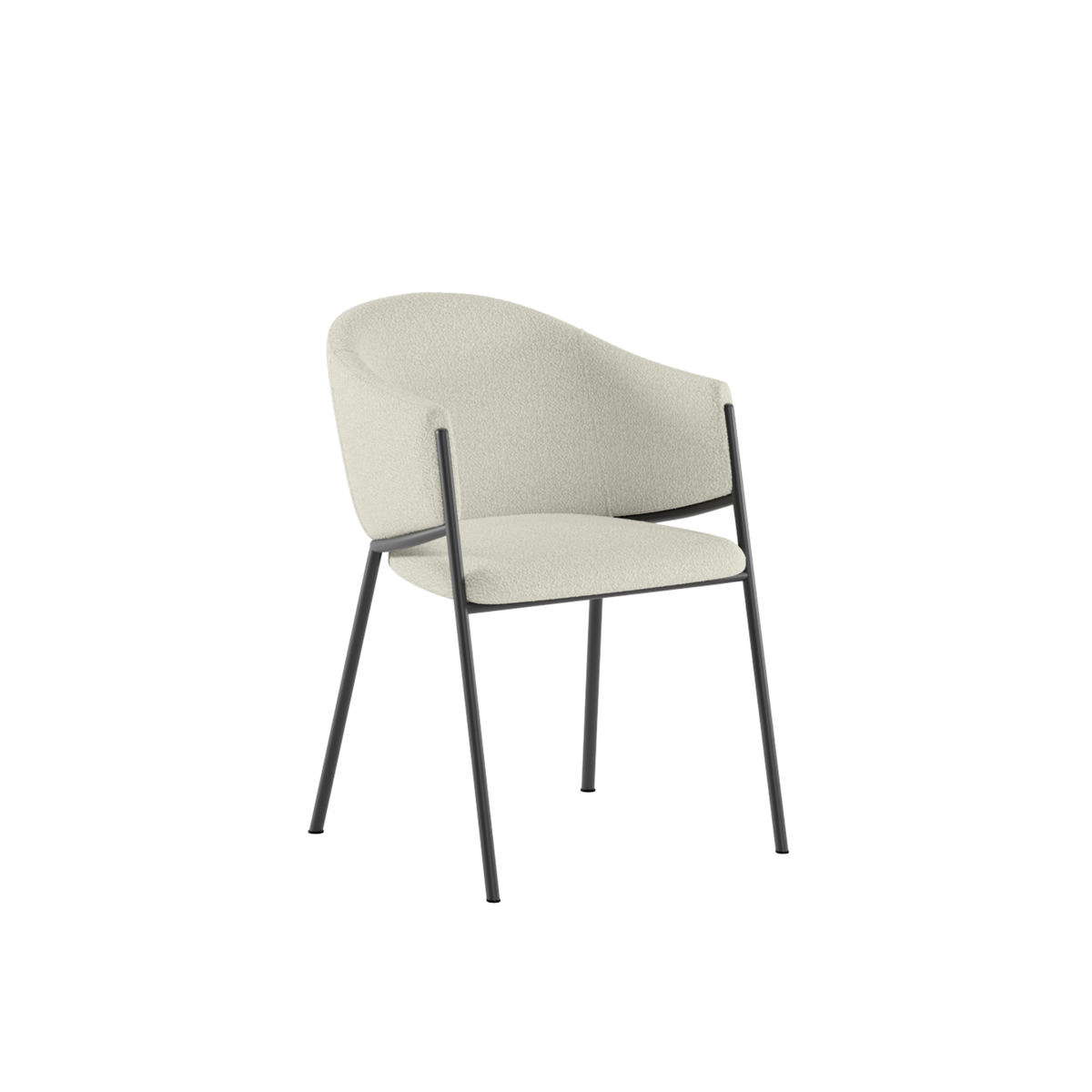 Set 4 sedie "Orizon" in tessuto bouclé easy-clean cm 53x60 78h