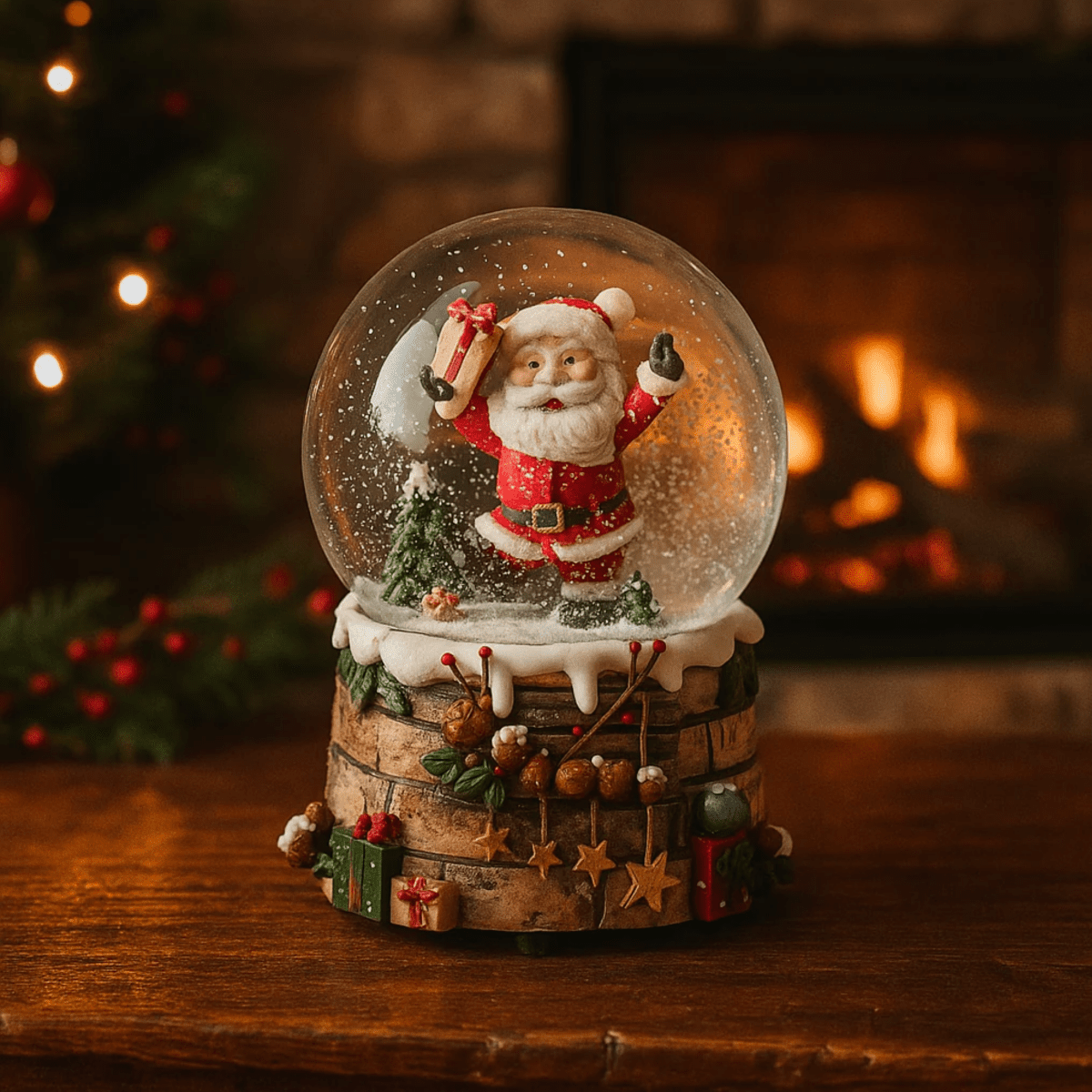 Sfera d'acqua con Babbo Natale e carillon per decorazioni natalizie effetto neve - MondoViro