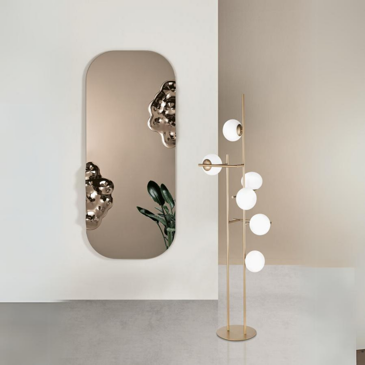 Specchio moderno "Imperia" sagomato moderno con inserto in vetro cm 80x175 h