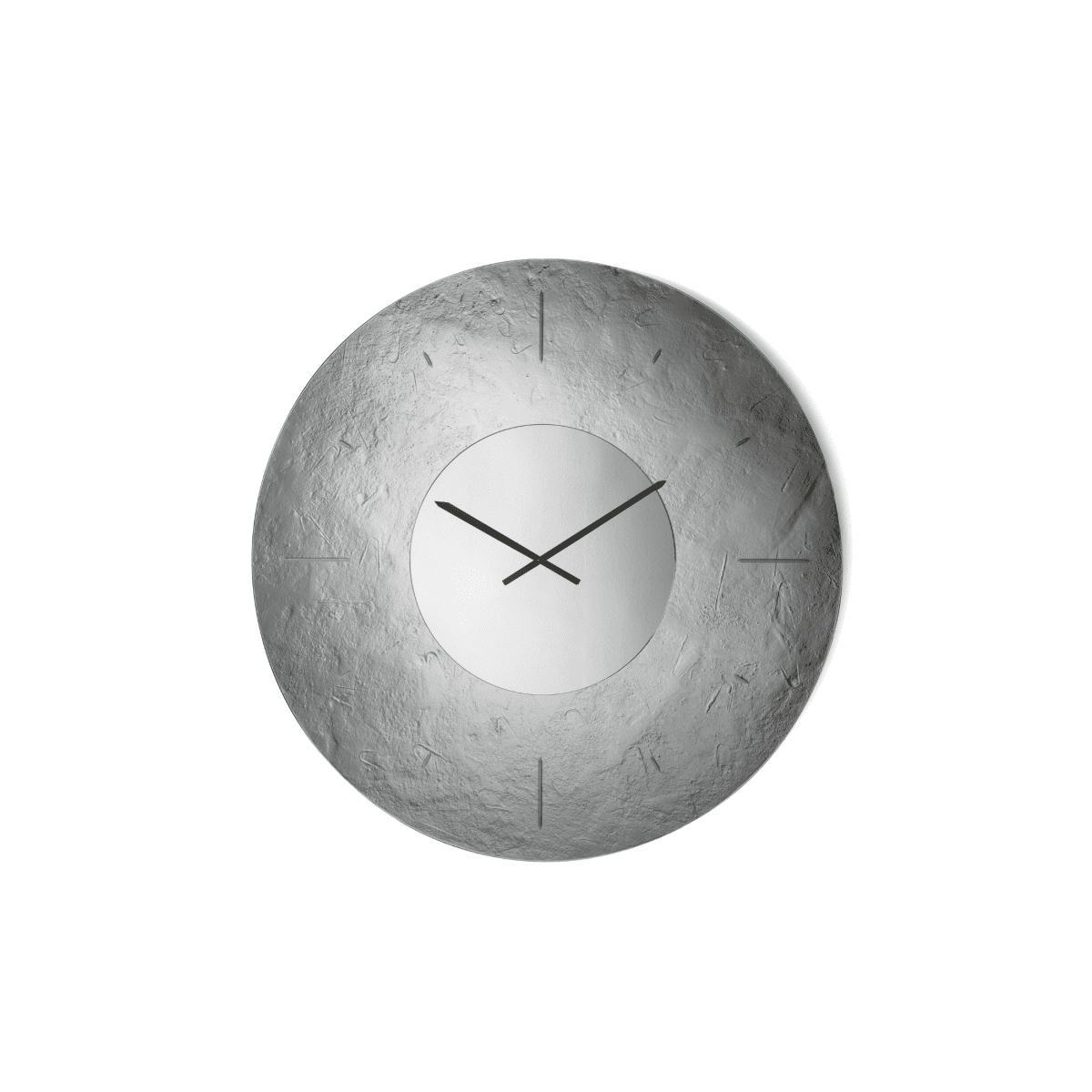 Orologio a parete "Kronis" in vetro fuso martellato retroargentato con inserto specchiato e numeri incisi a macchina - MondoViro