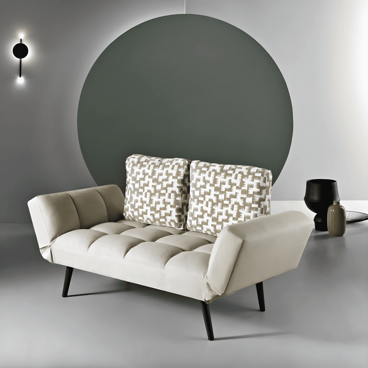 Divano letto moderno in tessuto "Comfy" da soggiorno con braccioli regolabili - MondoViro