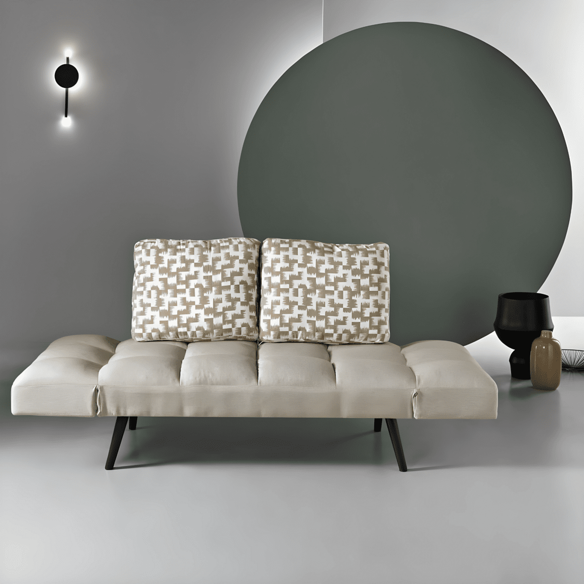 Divano letto moderno in tessuto "Comfy" da soggiorno con braccioli regolabili - MondoViro