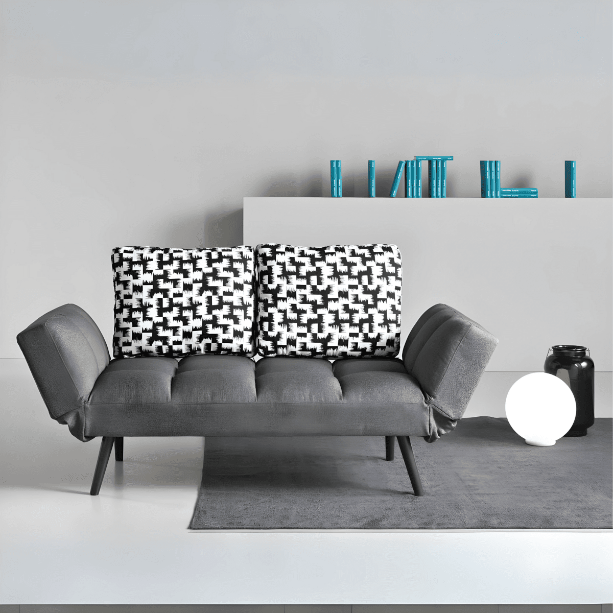 Divano letto moderno in tessuto "Comfy" da soggiorno con braccioli regolabili - MondoViro