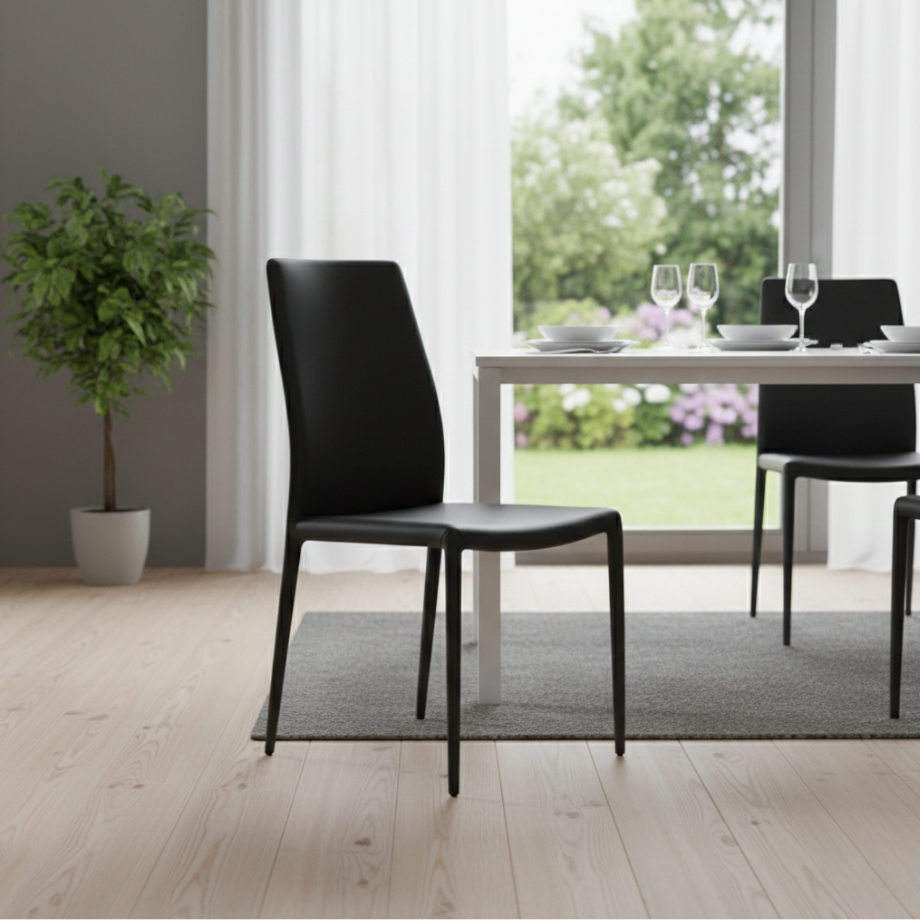 Set 4 sedie in similpelle "Impero" con struttura rivestita coordinata cm 53x43 90h