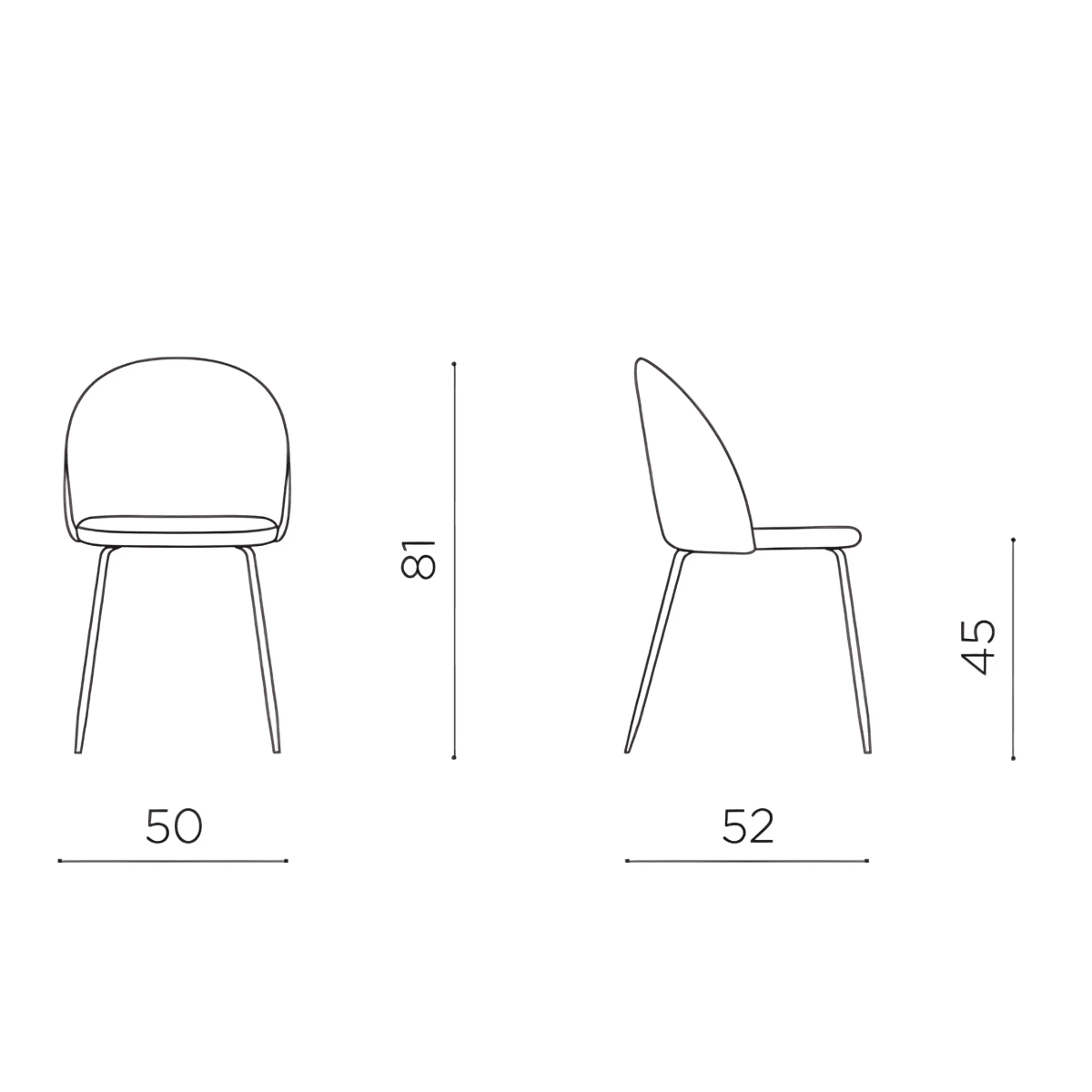 Set sedie da pranzo in tessuto moderne "Prince" con imbottitura cm 50x52 81h - MondoViro