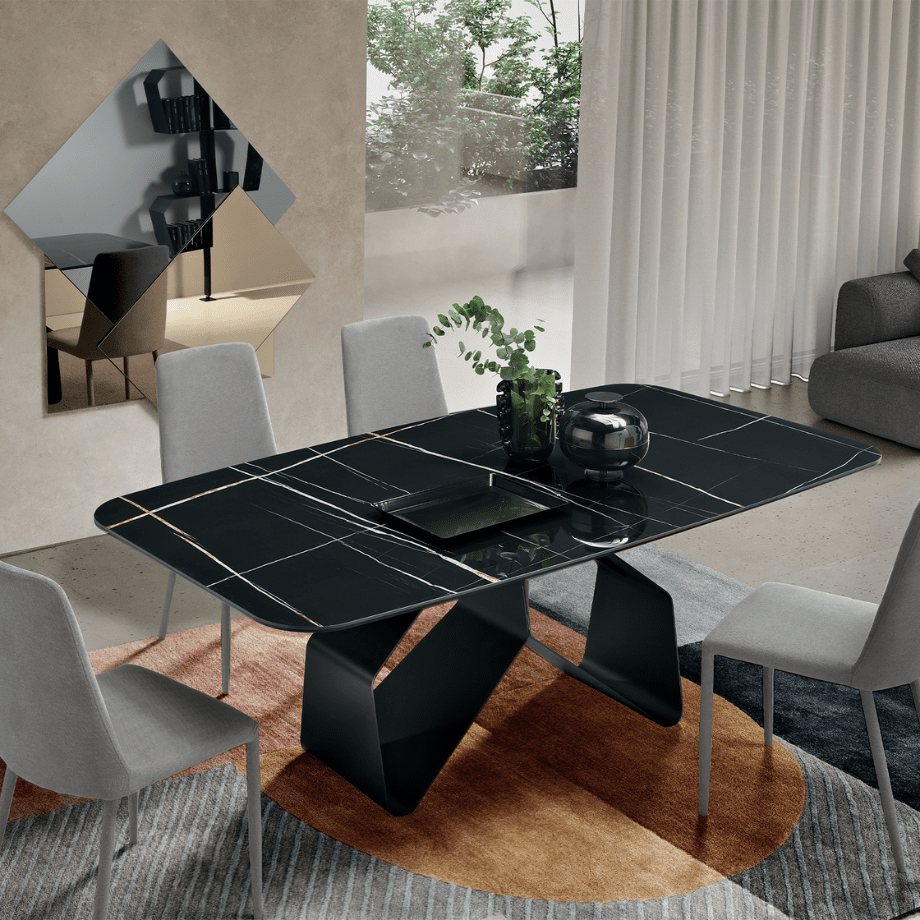 Tavolo fisso moderno "Round" con piano rettangolare versatile cm 210x110 75h - MondoViro