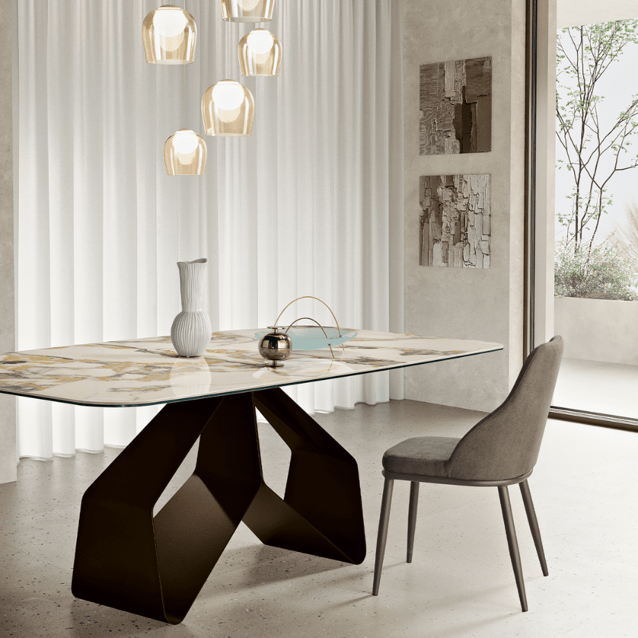 Tavolo fisso moderno "Round" con piano rettangolare versatile cm 210x110 75h - MondoViro