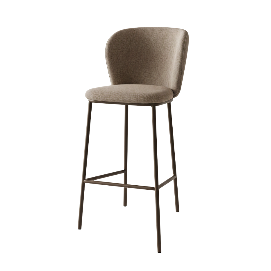 Set sgabelli fissi "Riva" dal design morbido e accogliente in tessuto cm 58x52 95h